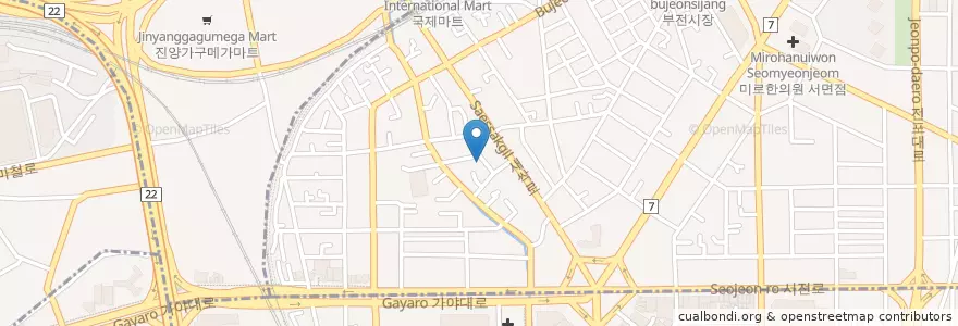 Mapa de ubicacion de 목화횟집 en 대한민국, 부산, 부산진구, 부전동.
