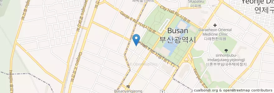 Mapa de ubicacion de 부산횟집 en 韩国/南韓, 釜山, 蓮堤區, 거제동.