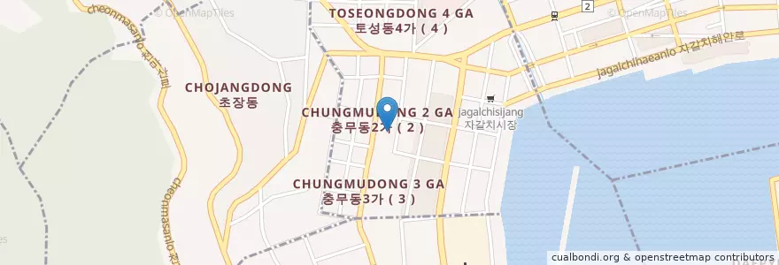 Mapa de ubicacion de 등대횟집 en 대한민국, 부산, 서구, 충무동.