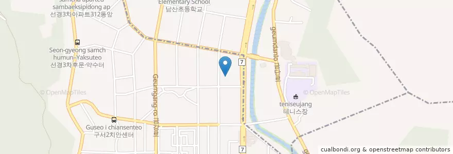 Mapa de ubicacion de 하동횟집 en Korea Selatan, 부산, 금정구, 구서동, 남산동.