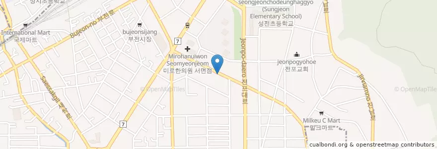 Mapa de ubicacion de 포항횟집 en كوريا الجنوبية, بسان, 부산진구, 전포동.
