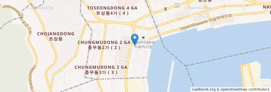 Mapa de ubicacion de 가도횟집 en كوريا الجنوبية, بسان, 서구, 충무동.