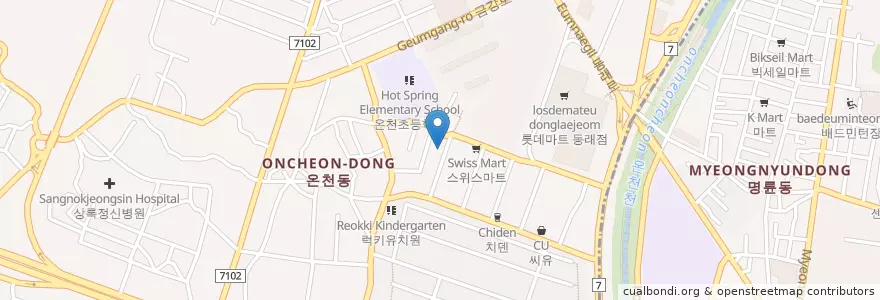 Mapa de ubicacion de 남강횟집 en Südkorea, Busan, Dongnae-Gu, Oncheon-Dong.