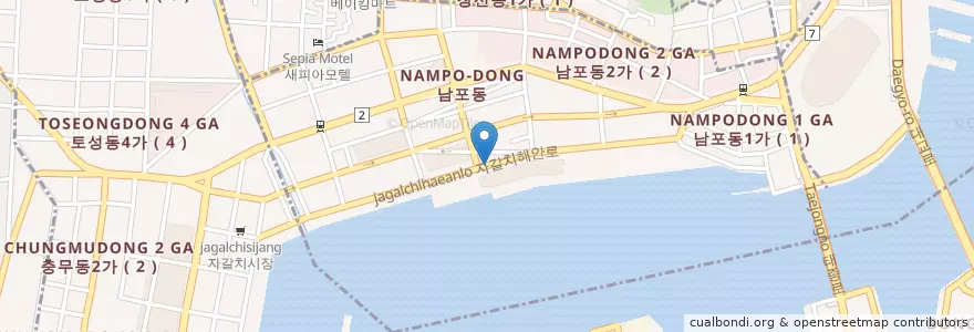 Mapa de ubicacion de 송도횟집 en 大韓民国, 釜山, 南浦洞.