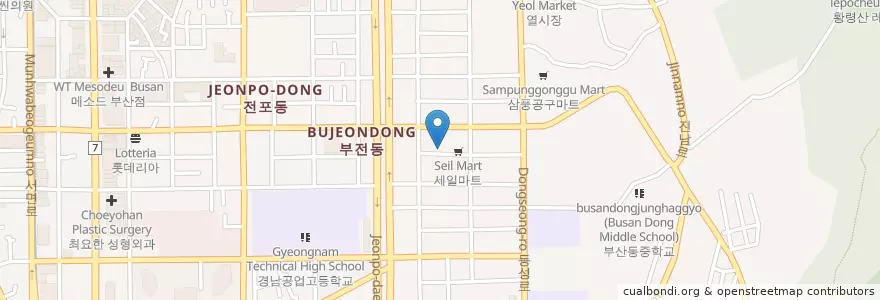 Mapa de ubicacion de 미림횟집 en کره جنوبی, بوسان, 부산진구, 전포동.
