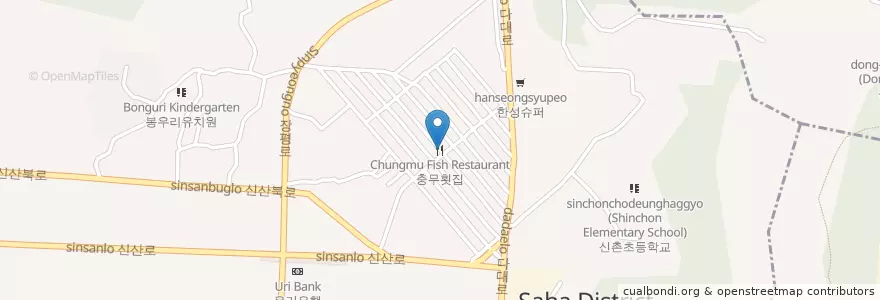 Mapa de ubicacion de Chungmu Fish Restaurant en South Korea, Busan, Saha-Gu, Sinpyeong-Dong.