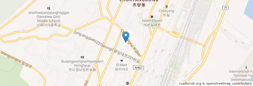 Mapa de ubicacion de 남해횟집 en 대한민국, 부산, 동구, 초량동.