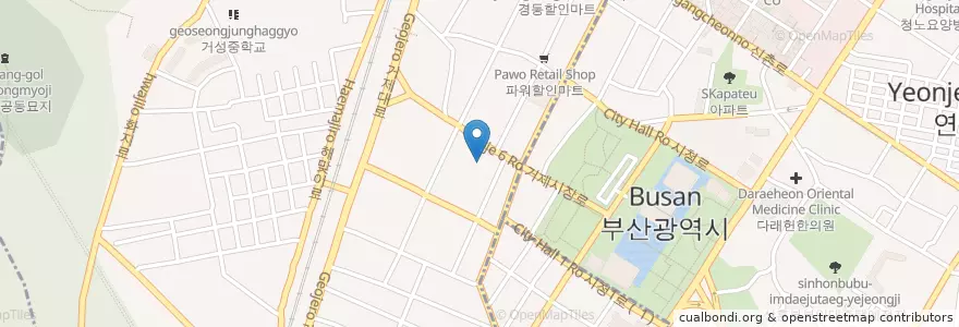 Mapa de ubicacion de 솔밭횟집 en كوريا الجنوبية, بسان, 연제구, 거제동.