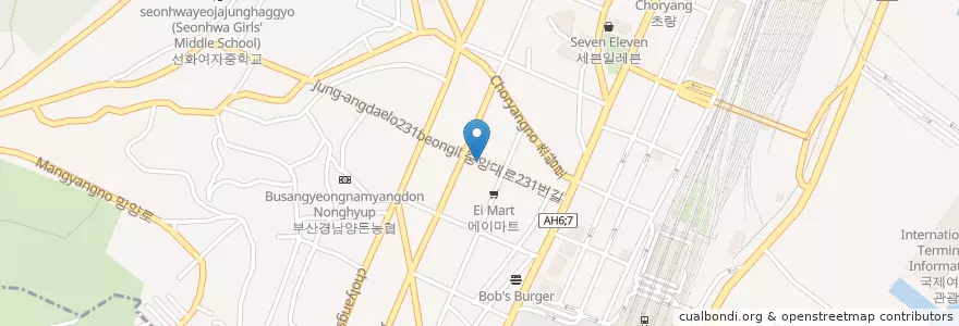 Mapa de ubicacion de 용궁횟집 en 韩国/南韓, 釜山, 東區, 초량동.