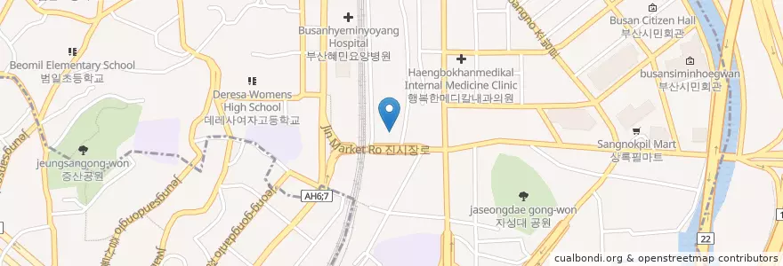 Mapa de ubicacion de 청호횟집 en 韩国/南韓, 釜山, 東區, 범일동.