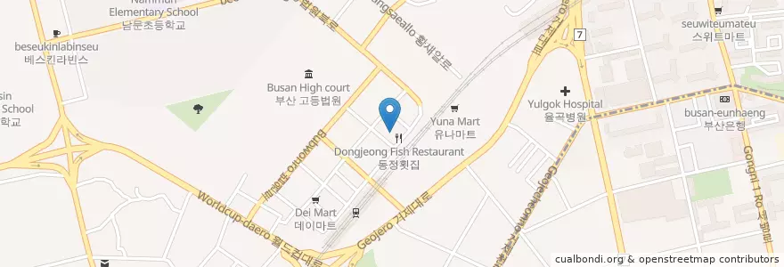 Mapa de ubicacion de 남도횟집 en Güney Kore, Busan, 연제구, 거제동.