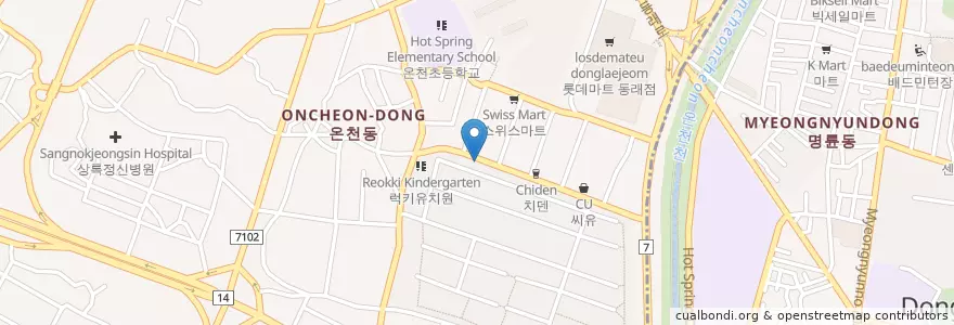 Mapa de ubicacion de 화청횟집 en Korea Selatan, 부산, 동래구, 온천동.