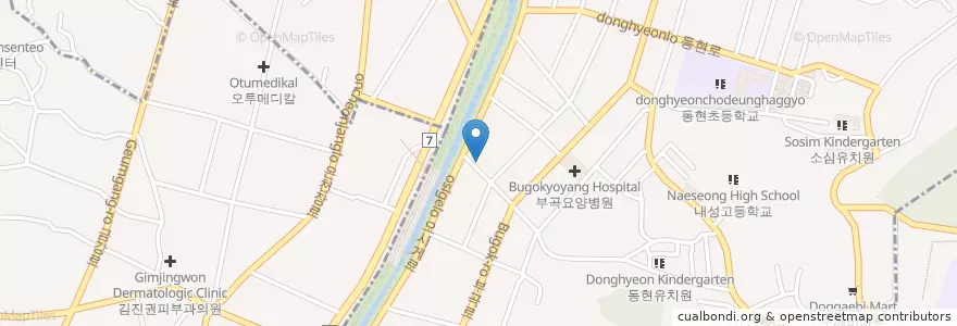Mapa de ubicacion de 창미횟집 en 大韓民国, 釜山, 金井区, 東莱区, 釜谷洞.