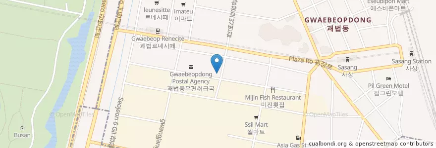 Mapa de ubicacion de 남해횟집 en 대한민국, 부산, 사상구, 괘법동.