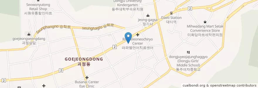 Mapa de ubicacion de 동춘횟집 en 대한민국, 부산, 사하구, 괴정동.