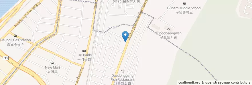 Mapa de ubicacion de 여로횟집 en 大韓民国, 釜山, 沙上区, 毛羅洞.
