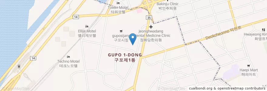 Mapa de ubicacion de 뺑이횟집 en 대한민국, 부산, 북구.
