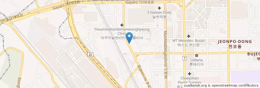 Mapa de ubicacion de 동명횟집 en Corée Du Sud, Busan, 부산진구, 부전동.