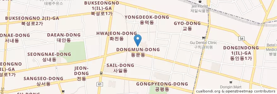 Mapa de ubicacion de 삼미횟집 en Güney Kore, Daegu, 중구, 성내동.