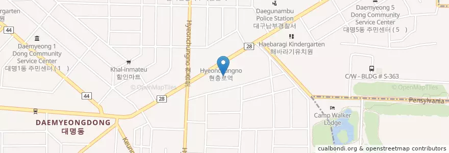 Mapa de ubicacion de 정우횟집 en 大韓民国, 大邱, 南区, 대명동.
