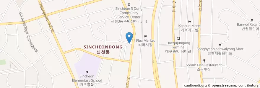 Mapa de ubicacion de 청해횟집 en 대한민국, 대구, 신천동.