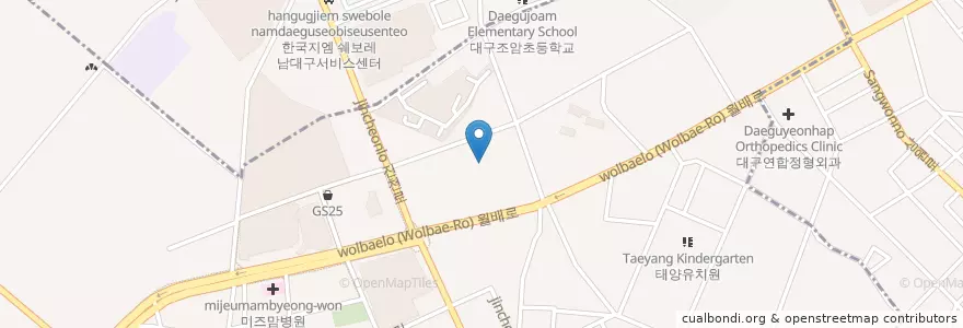 Mapa de ubicacion de 등대횟집 en Coreia Do Sul, Daegu, 달서구, 진천동.