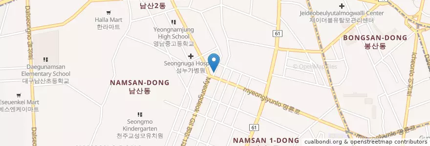 Mapa de ubicacion de 합천횟집 en 韩国/南韓, 大邱, 中區, 남산동.