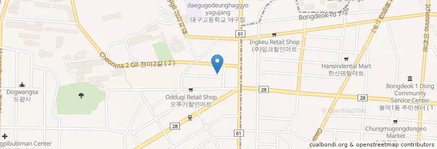 Mapa de ubicacion de 영대횟집 en كوريا الجنوبية, ديغو, 남구, 대명동.