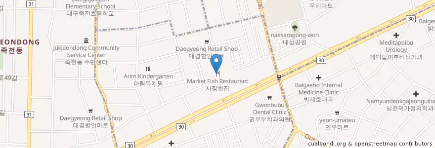 Mapa de ubicacion de 시장횟집 en Республика Корея, Тэгу, 달서구, 감삼동.