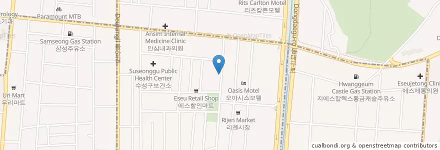 Mapa de ubicacion de 싱싱횟집 en 대한민국, 대구, 수성구, 두산동.