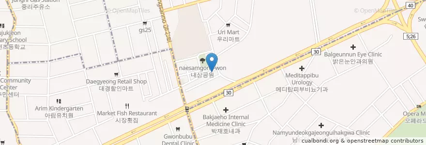 Mapa de ubicacion de 광장횟집 en Coreia Do Sul, Daegu, 서구, 달서구.
