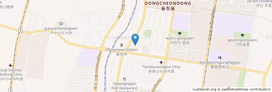 Mapa de ubicacion de 개방횟집 en 대한민국, 대구, 북구, 동천동.