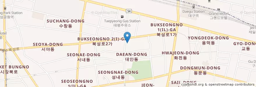 Mapa de ubicacion de 동산횟집 en 대한민국, 대구, 중구, 성내동.