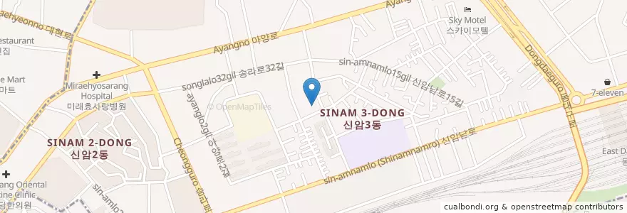 Mapa de ubicacion de 송정횟집 en 大韓民国, 大邱, 東区, 신암동.