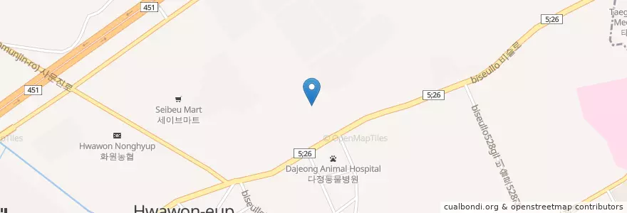 Mapa de ubicacion de 포항횟집 en 大韓民国, 大邱, 達城郡, 화원읍.