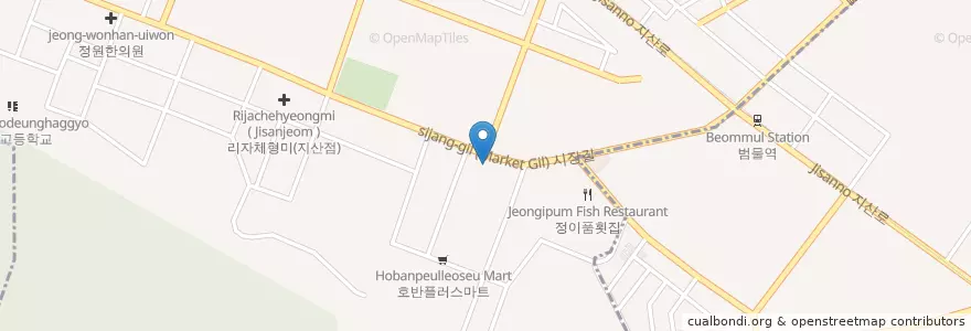 Mapa de ubicacion de 서민횟집 en Südkorea, Daegu, Suseong-Gu, 지산동.