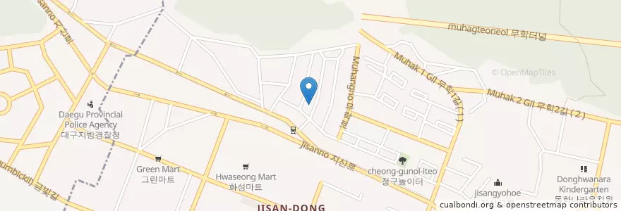 Mapa de ubicacion de 구룡포횟집 en 대한민국, 대구, 수성구, 지산동.