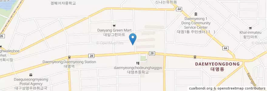 Mapa de ubicacion de 구룡포횟집 en Südkorea, Daegu, Nam-Gu, Daemyeong-Dong.