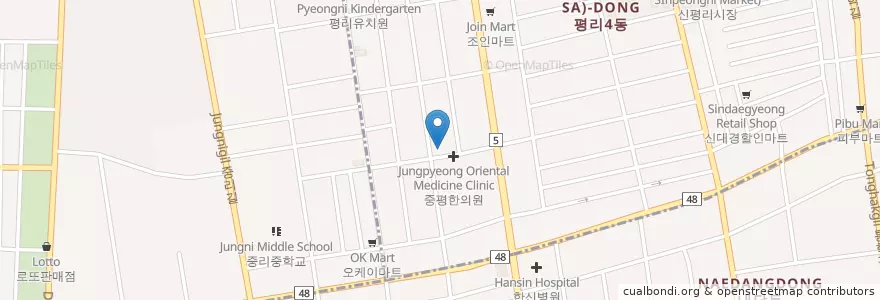 Mapa de ubicacion de 와싸다횟집 en 대한민국, 대구, 서구.