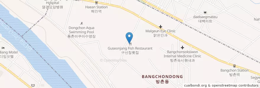 Mapa de ubicacion de 구선장횟집 en Korea Selatan, Daegu, 동구, 방촌동.