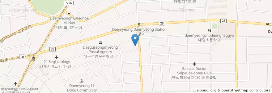 Mapa de ubicacion de 정이품횟집 en 韩国/南韓, 大邱, 南區, 대명동.