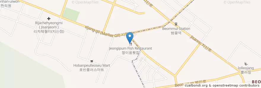 Mapa de ubicacion de 정이품횟집 en Südkorea, Daegu, Suseong-Gu, 지산동.