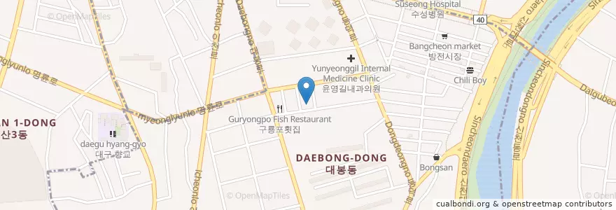 Mapa de ubicacion de Daebongdongpohang Fish Restaurant en South Korea, Daegu, Jung-Gu, Daebong-Dong.