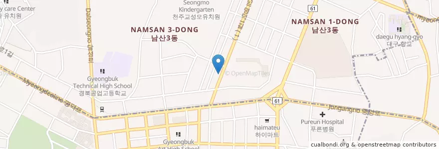 Mapa de ubicacion de 동해참가자미횟집 en كوريا الجنوبية, ديغو, 남구, 남산동.