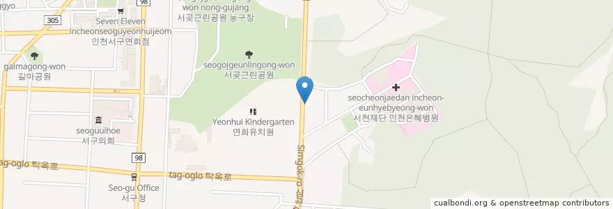 Mapa de ubicacion de 싱싱횟집 en Korea Selatan, 인천, 서구, 연희동.