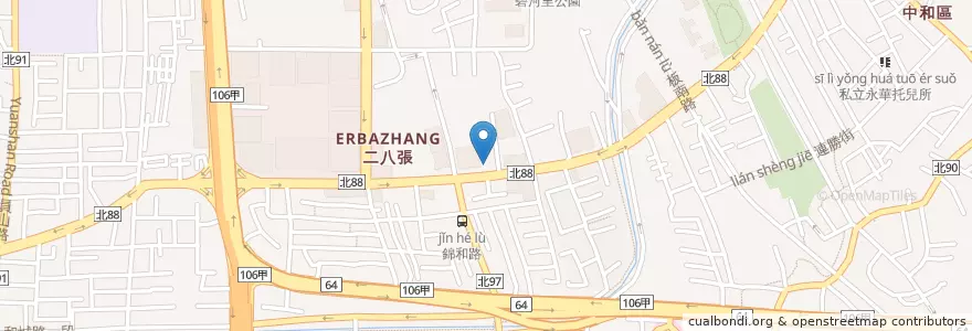 Mapa de ubicacion de 嚐嚐九九熱炒 en 타이완, 신베이 시, 중허 구.