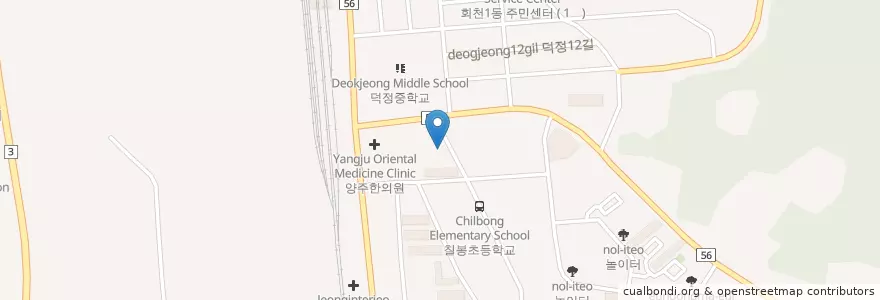 Mapa de ubicacion de 덕정횟집 en 대한민국, 경기도, 양주시.