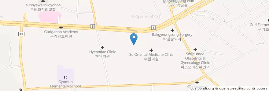 Mapa de ubicacion de 부산횟집 en Güney Kore, 경기도, 구리시.