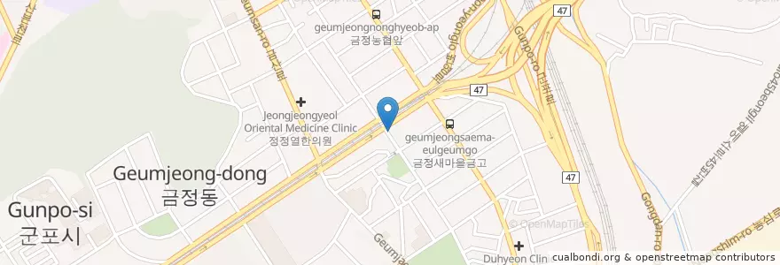 Mapa de ubicacion de 영동횟집 en کره جنوبی, گیونگی-دو, 군포시, 금정동.