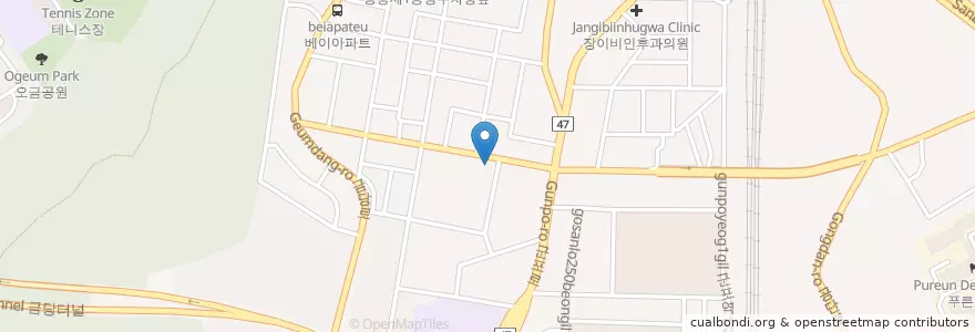 Mapa de ubicacion de 바다나라홍어횟집 en 대한민국, 경기도, 군포시, 당동, 군포1동.